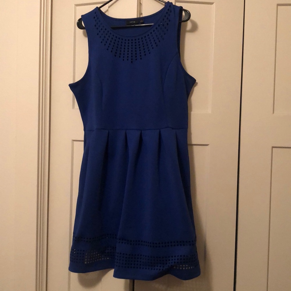 Blue Cocktail Dress with Decorative Cutouts